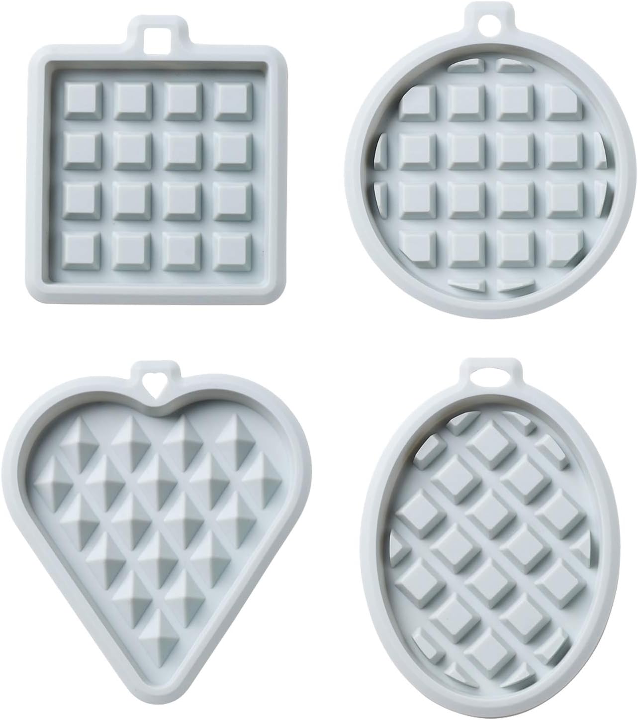 REKIDOLL Waffle Molds Set, Non-stick Silicone Molds for Waffle Cookies, 4 Pcs, Blue