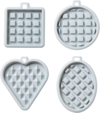 REKIDOLL Waffle Molds Set, Non-stick Silicone Molds for Waffle Cookies, 4 Pcs, Blue