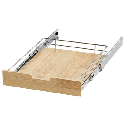 Sikarou Pull Out Cabinet Organizer,Heavy-Duty Slide Out Shelf, Wood And Wire Basket, Pull Out Drawer for for Kitchen Under Sink Space, Pantry, Bathroom (26 * 21 WM)