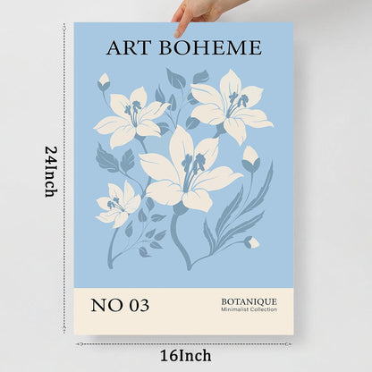 Matisse Flower Wall Art Prints, Blue Abstract Canvas Decor Aesthetic Matisse Art Gallery Preppy Pictures 16x24inch