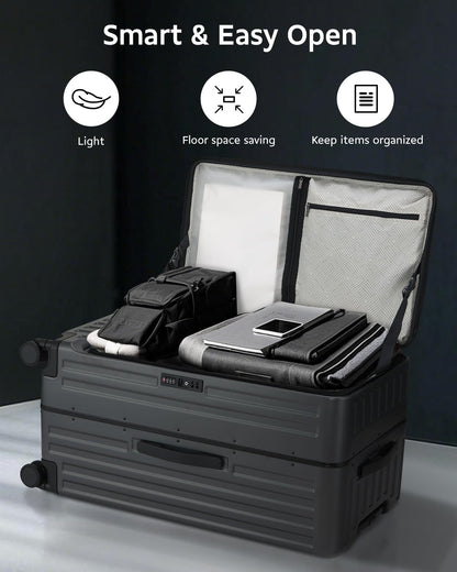 CENSIEN Checked Luggage, Large Suitcase 29 Inch Trunk Luggage with Spinner Wheels, Lightweight ABS+PC Hard Shell with Aluminum Frame, Top Opening, TSA Lock (Black, 1PC)