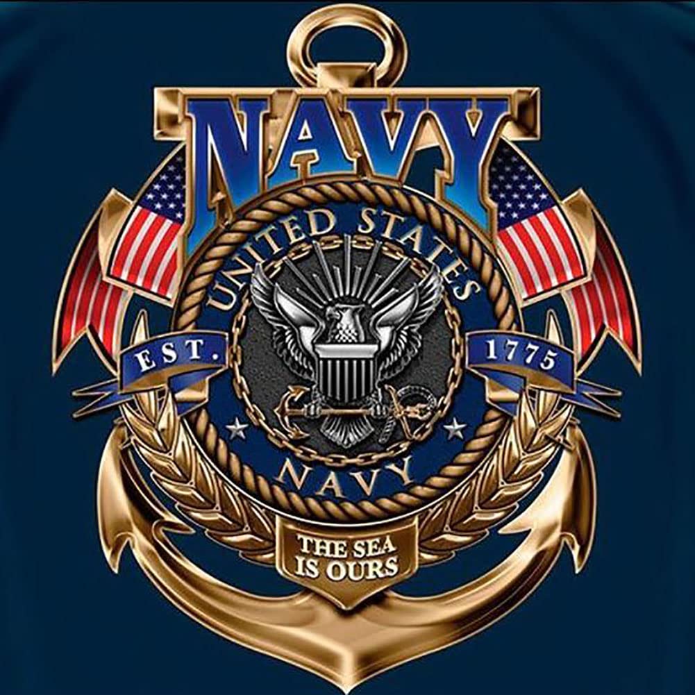 DIYPAINTING DIY 5D Diamond Art Painting by Number Kits for Adults Navy 16X16 inches Full Round Drill Rhinestone Embroidery for Wall Decoration