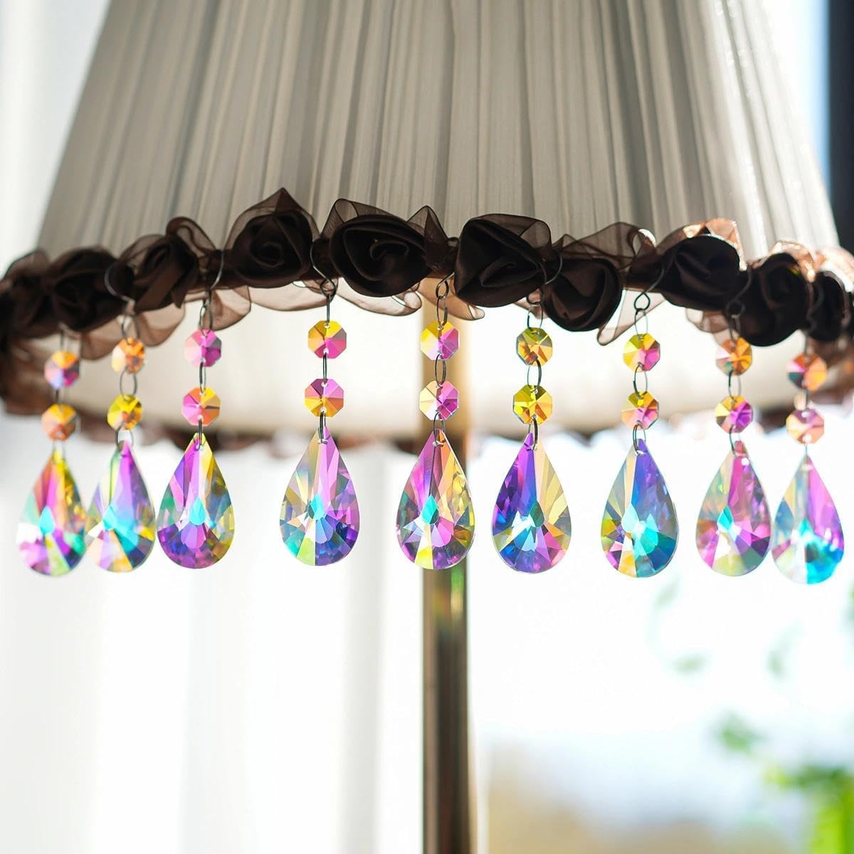 25pcs 50mm kanpura Crystal Prisms Chandelier Suncatcher Beads Replacement Colorful Hanging Crystals for Chandeliers