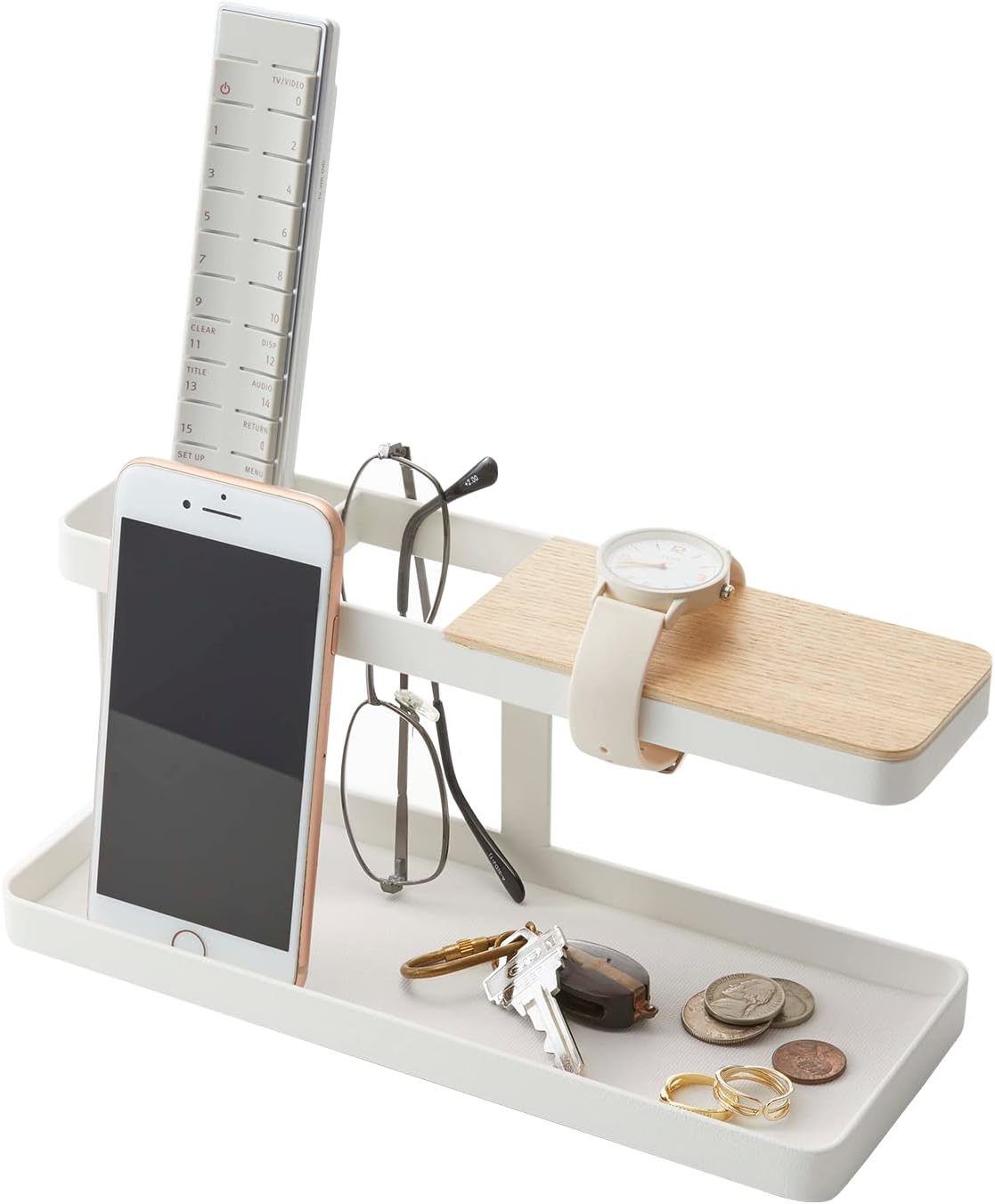 YAMAZAKI home Desk Bar-Wood & Steel Organizer - One Size, White (2299)