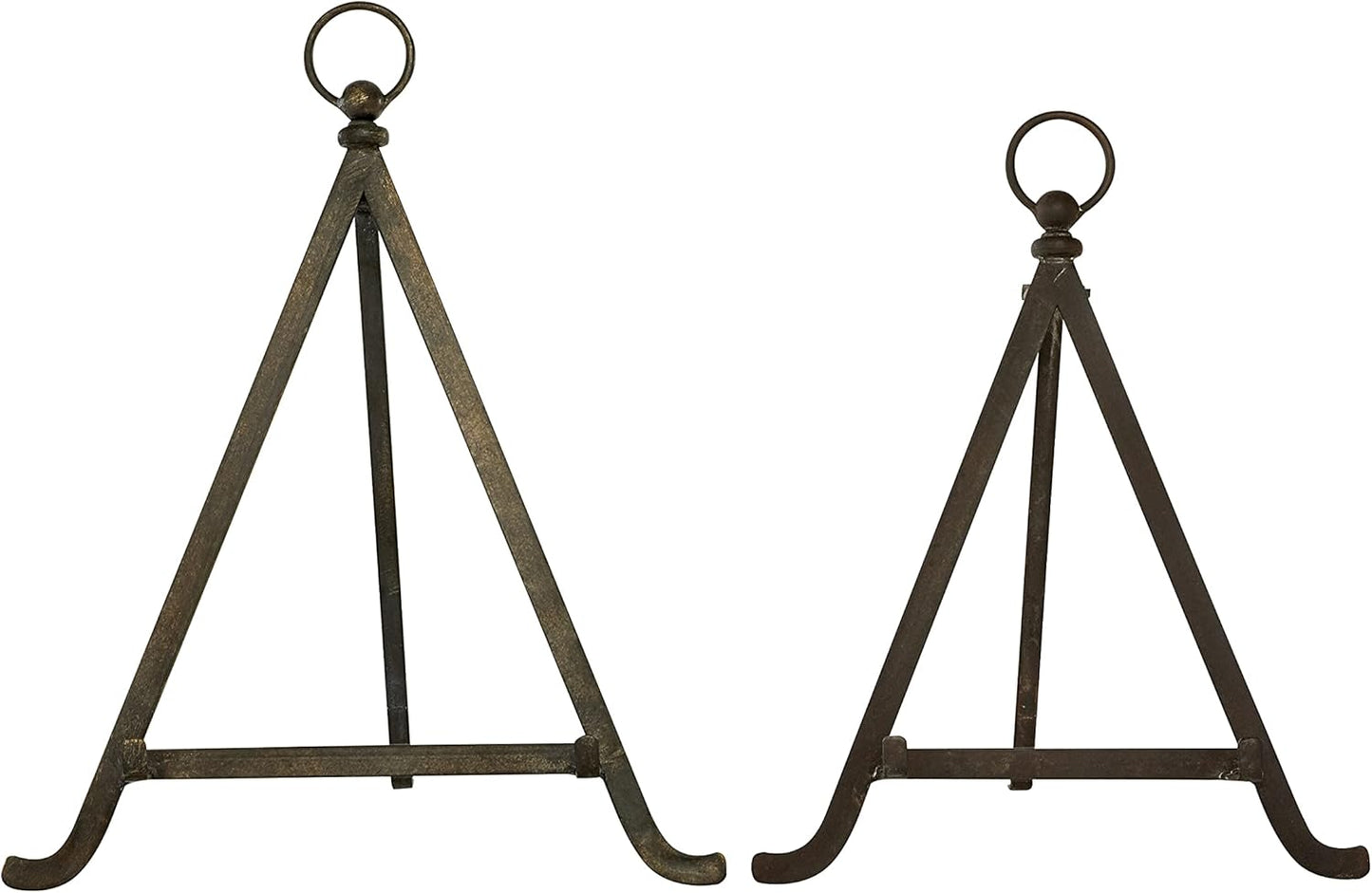 Deco 79 Metal Tabletop Display Easel with Foldable Stand, Set of 2, 13", 15"H, Bronze