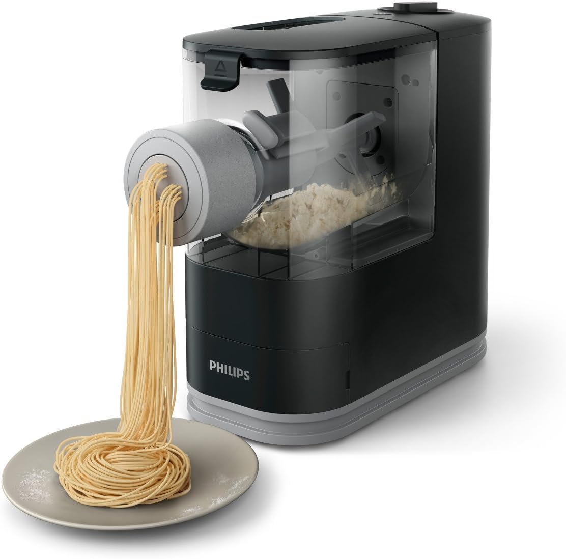 Philips Kitchen Appliances Compact Pasta and Noodle Maker, Viva Collection, Comes with 3 Default Classic Pasta Shaping Discs, Fully Automatic, Recipe Book, Small, Black (HR2371/05)