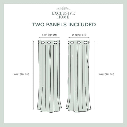 Exclusive Home Canopy Stripe Grommet Top Curtain Panel - 54"x108", Kiwi/Sand, Set of 2