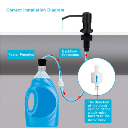 Soap Dispenser for Kitchen Sink, Kichen Sink SoapDispenser, 47" Extension Tube kit, Under Sink Soap Dispenser Pump, No Need More Refills, Good Suction Power, Black