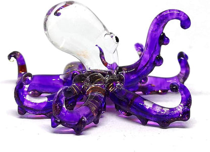 ZOOCRAFT Glass Sea Octopus Figurine - Miniature Hand Blown Purple Coastal Style Home Decor Collectible