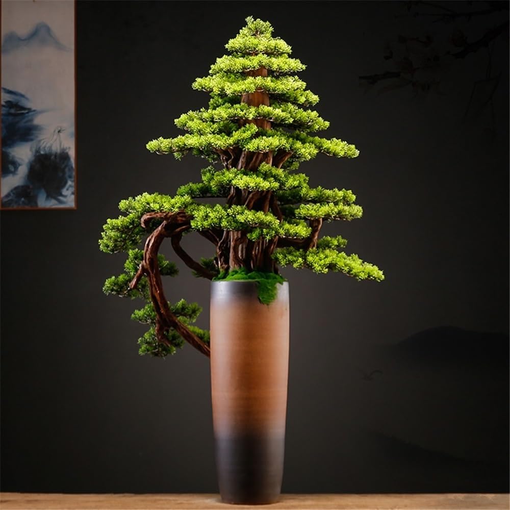 XJOYSL7921 Artificial Bonsai Artificial Bonsai Tree Light Luxury Floor Ornaments Living Room Entrance Decoration Fake Plants Potted Plants for Home Office
