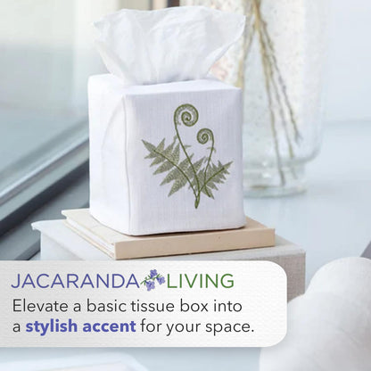 Jacaranda Living Square Tissue Box Cover - Linen/Cotton Fabric, Decorative Cloth Tissue Cube, Duck Egg Blue