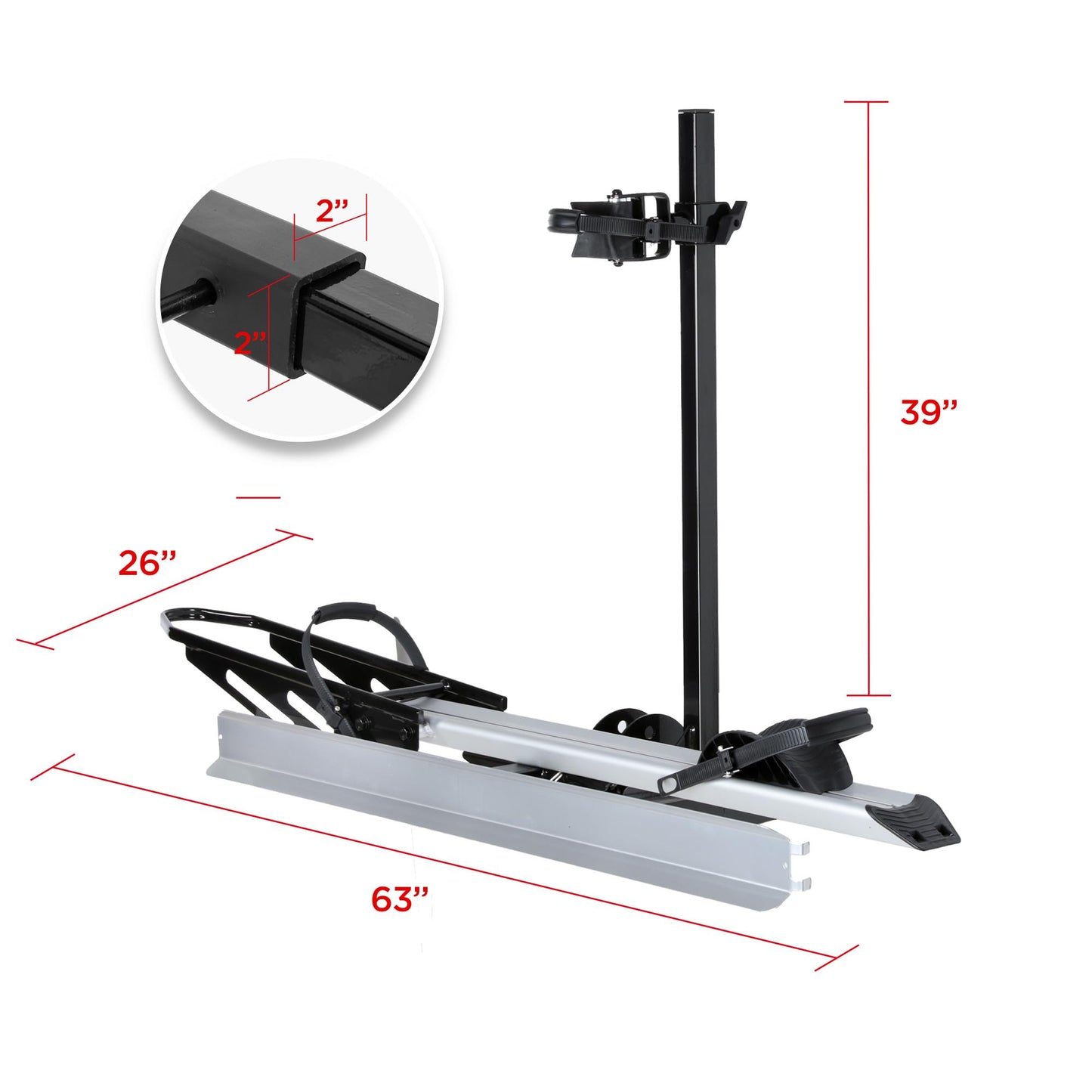 YOUNG ELECTRIC Single 1-Ebike Rack Hitch Mount with Ramp Foldable Bike Carrier 100 lbs. Capacity for Cars SUV Truck Trailer and RV