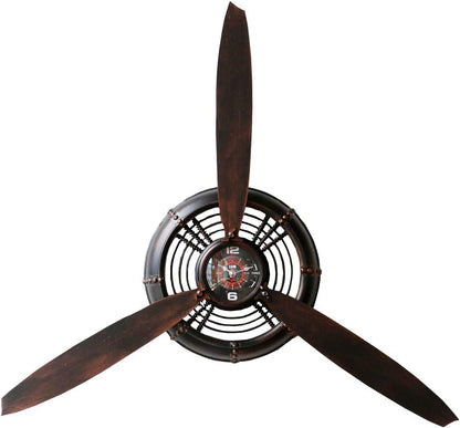 29.526.4 inches Metal Wall Decor Art Antique Airplane Propeller Aviation Wall Clock for Living Room Bedroom Rustic Wall