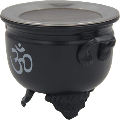 Large Metal Charcoal Incense Burner, OM Design