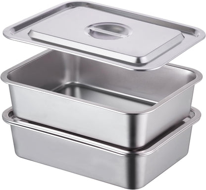 Skiennix 4-Piece Extra Deep Lasagna Pan Set - 11.6x15.6 Inch Nonstick Stainless Steel with Lid | 9.2QT Capacity
