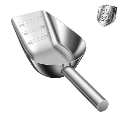 Mutclord Pet cat-dog food-scoop measuring cup - Food-grade 304 stainless steel material | 3/4 Cup capacity | Precision scale measurements
