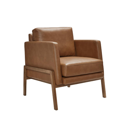 Signature Design by Ashley Numund Contemporary Faux Leather Upholstered Accent Chair with Removable Cushions and Track Arms, Light Brown