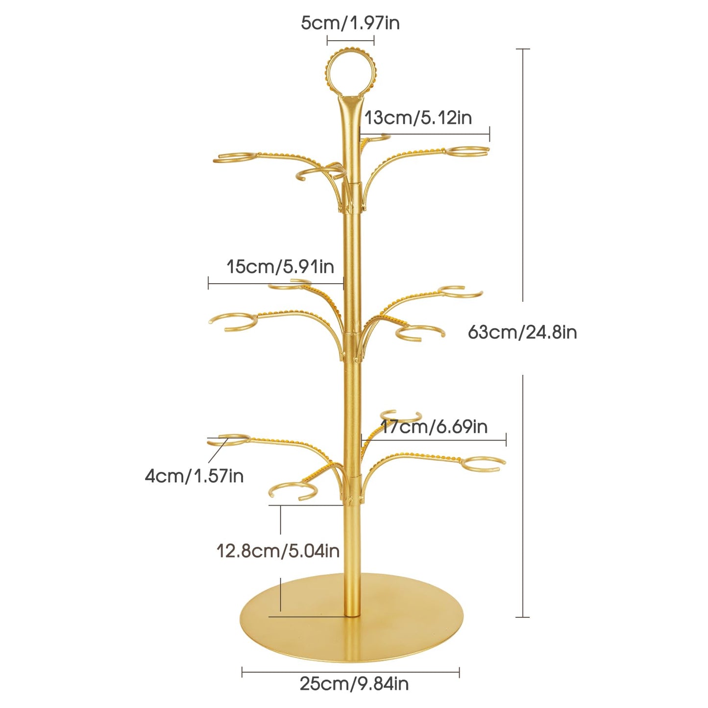 ALIMOTA Cocktail Tree Stand for Drinks Champagne Tower Wine Glasses Holder, 3 Tier 12 Holders, Bar Home Drinks Tree Display Suitable for Gin, Cocktails, Champagne, Wine