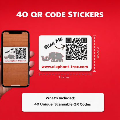 Elephant Trax QR Code Labels for Storage Bins – 40 Smart QR Code Stickers, Scannable QR Labels for Tote Bins, Moving Box Labels, Home Organization, Packing Supplies & Inventory Tracking
