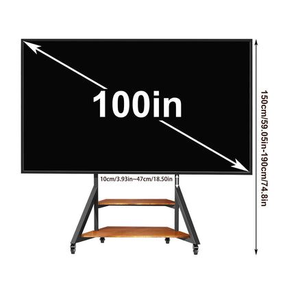 Vanconwey Mobile TV Stand for 65-100 Inch TVs,Adjustable Heights TV Mount Stands with Large Wood Shelf and Wheels,Modern Living Room Rolling TV Stand, Up to 220 lbs,VESA 800x600mm,Walnut(VC-Z1188)