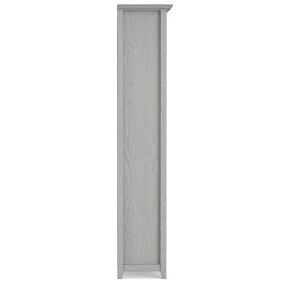 SIMPLIHOME Amherst Bookcase - 70 inch Tall 5-Shelf Solid Wood Bookshelf in Fog Grey, Transitional Storage for Living Room, Study Room or Office with Adjustable Shelves and Tapered Legs