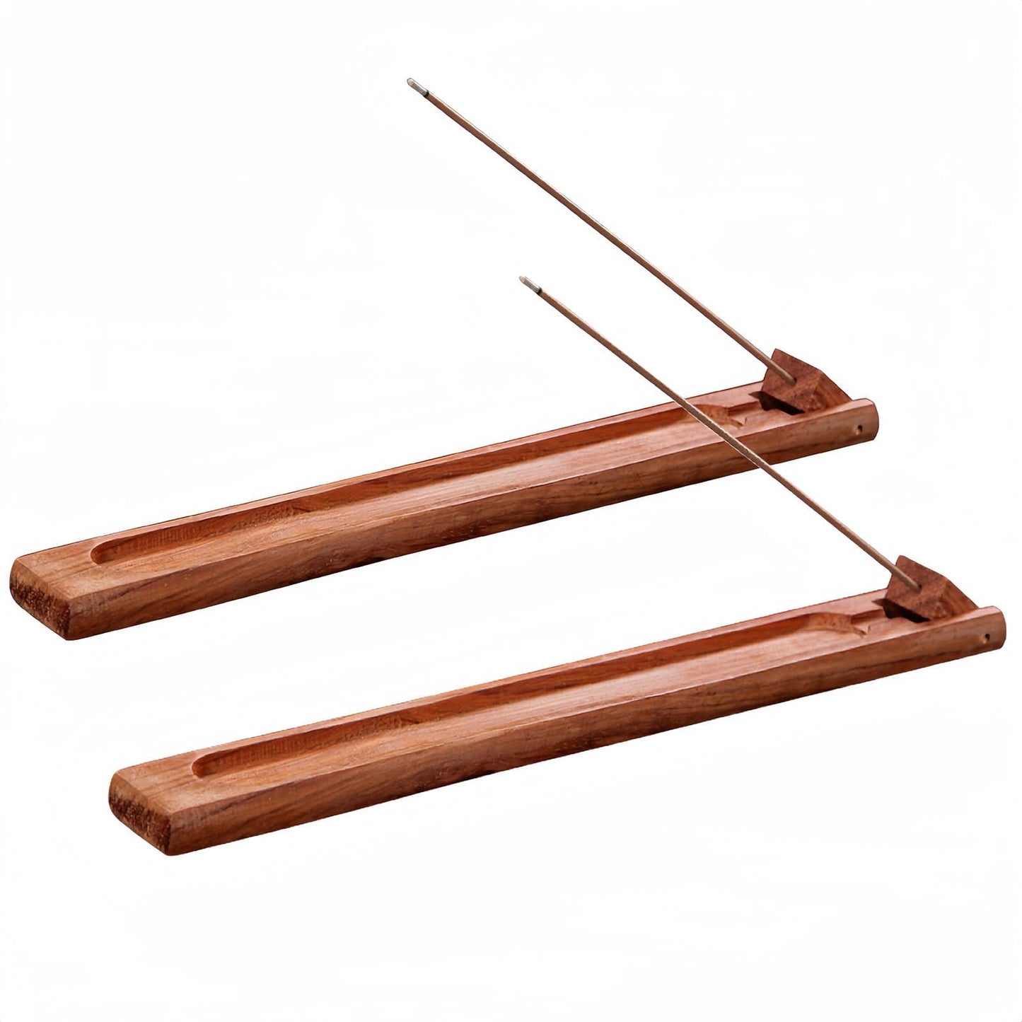 RE RELIURE 2 Packs Wood Incense Holder for Sticks with Adjustable Angle, Incense Stick Holder with Ash Catcher,Stick Incense Burner,9.8 Inches