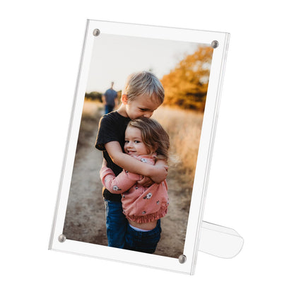 CECOLIC 6x8 Acrylic Photo Frame, Clear Acrylic Magnetic Picture Frames, Double Sided Magnetic Photos Frames for Tabletop Display, Postcard Display Frame for Family Friends Photos (1 Pack)