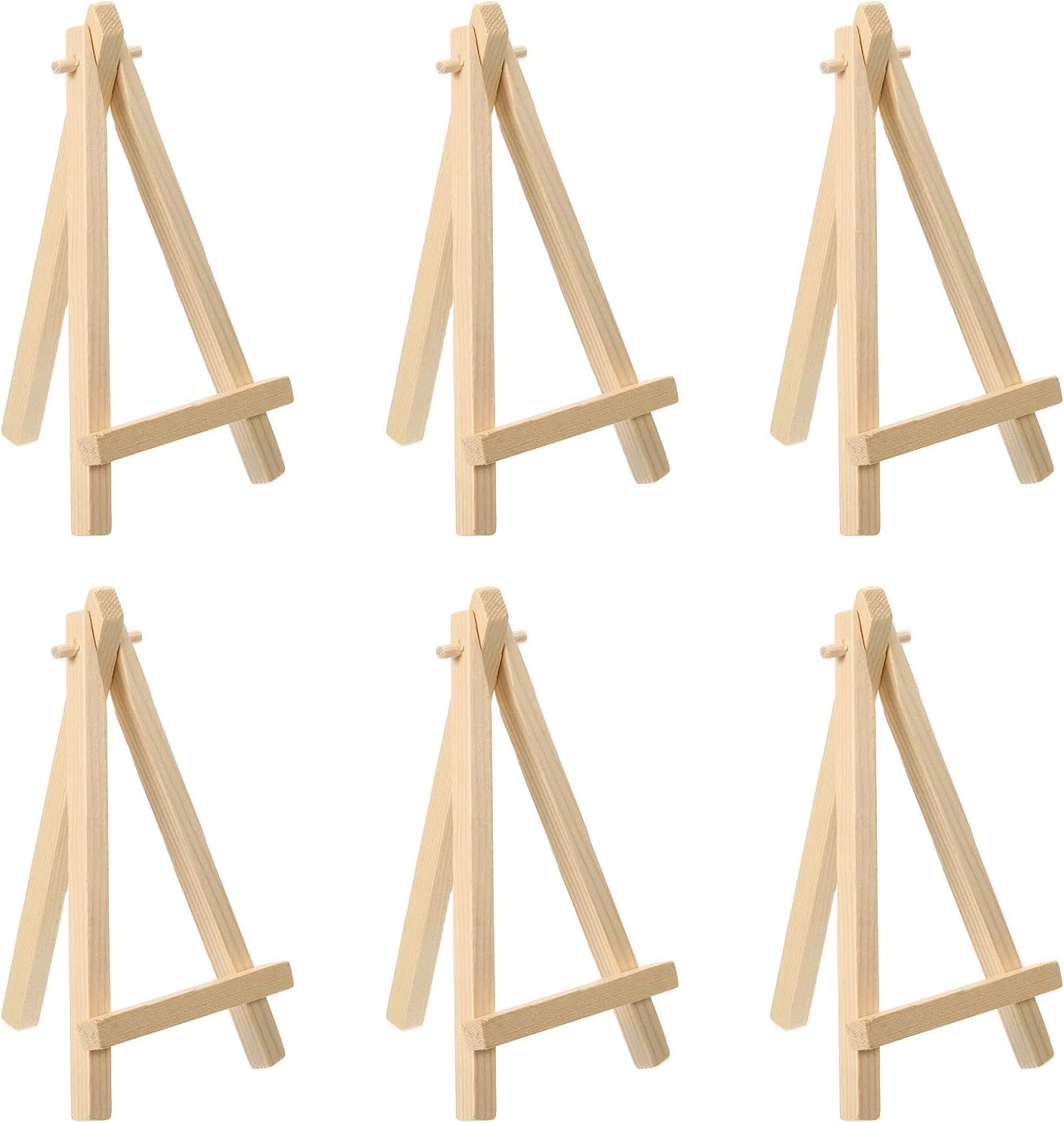 PATIKIL 5.9" Mini Wooden Easel Stand, 6 Pack Table Use Adjustable Triangle Holder for Photos, Canvases