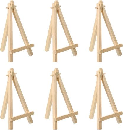 PATIKIL 5.9" Mini Wooden Easel Stand, 6 Pack Table Use Adjustable Triangle Holder for Photos, Canvases