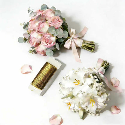 114 Yards 22-Gauge Gold Floral Metal Wire: Flexible Paddle Wire for Flower Arrangements, Crafts, Christmas Wreaths, Trees & Garlands