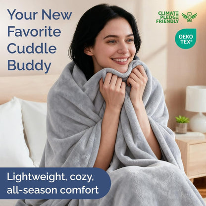 Ultra Soft Fleece Blanket | Queen Size Flannel Luxury - Lightweight, Warm & Breathable Grey Bedding