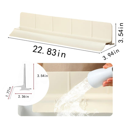 URJWAN Food Grade Silicone Sink Splash Guard (23 Inch), 7 Strong Suction Cups Non-Slip Water Protector, Dishwasher Safe & Cuttable for Kitchen/Bathroom Countertops (Cream)