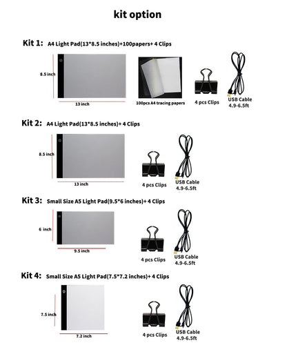 Small A5 Ultra-Thin Portable LED Tracing Light Box Dimmable Tracer Pad Board Adjustable Brightness for Artists Drawing Sketching Trace Animation Artcraft 5d Diamond Painting