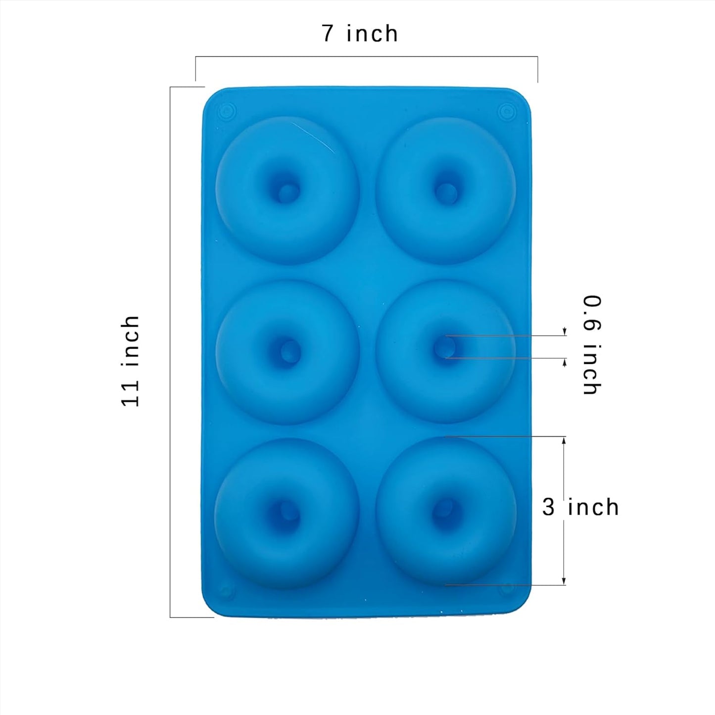 LIHUILAI 3 Pack Silicone Donut Mold, Food Grade Non-Stick Baking Pan for 6 Full Size Donuts, Blue, Green, Pink