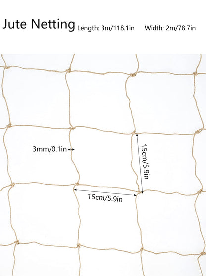 Jute Twine Trellis Netting Heavy Duty Climbing Plant Support Net for Outdoor Garden Vine Plants and Wall Decoration (2 x 3m / 78.7 x 118.1in)