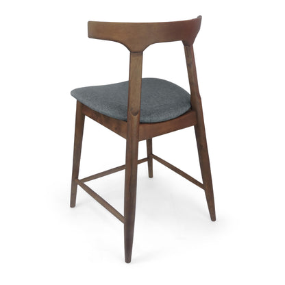 Christopher Knight Home Mugo Mid Century Modern Fabric Upholstered Wood 24.5 Inch Counter Stools (Set of 2), Gray and Walnut