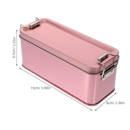 Beaupretty Tinplate Case with Lid 5.90X2.55X2.36In Airtight Cookie Storage Box Multi-Use Biscuit Container Metal Candy Case for Home Kitchen Organization