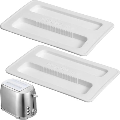 Zerodeko 2 Slice Toaster Cover, 2PCS Silicone Toaster Lid, Bread Machine Accessories (White)
