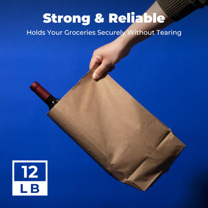 Fit Meal Prep 150 Pack 12 lb Brown Paper Lunch Bags, 13 x 7 x 4.5" Durable Paper Bags Bulk for Packing, Delivery, Take Out, Grocery, Retail Shopping, Premium Kraft Sack for Snacks, Bakery