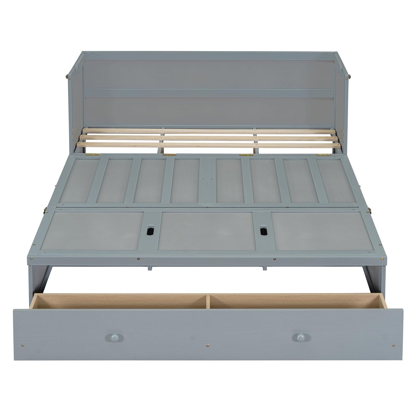 Bellemave Queen Murphy Bed Cabinet Bed, Solid Bed with Storage Drawer, Queen Size Bed with USB Ports, Chest Wall Murphy Bed with Drawer (Gray, Queen)