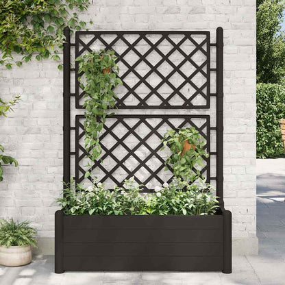 Zeehear Garden Planter Box with Trellis, 39.4", for Outdoor Flower, Plant, Vegetable & Herb Growing, Large Raised Planting Pots for Gardening - Anthracite