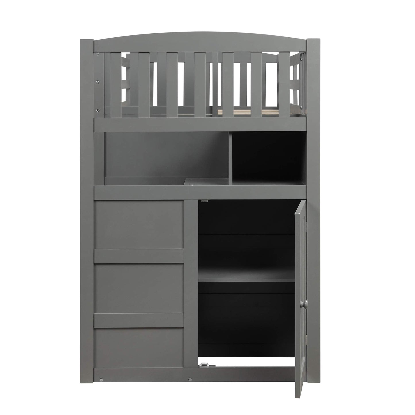 Merax Twin Over Full/Twin Bunk Bed with Stairs & Storage, 3-in-1 Convertible Bottom Bed with Storage Shelves and Drawers, Bunk Bed with Guardrails for Bedroom, Gray