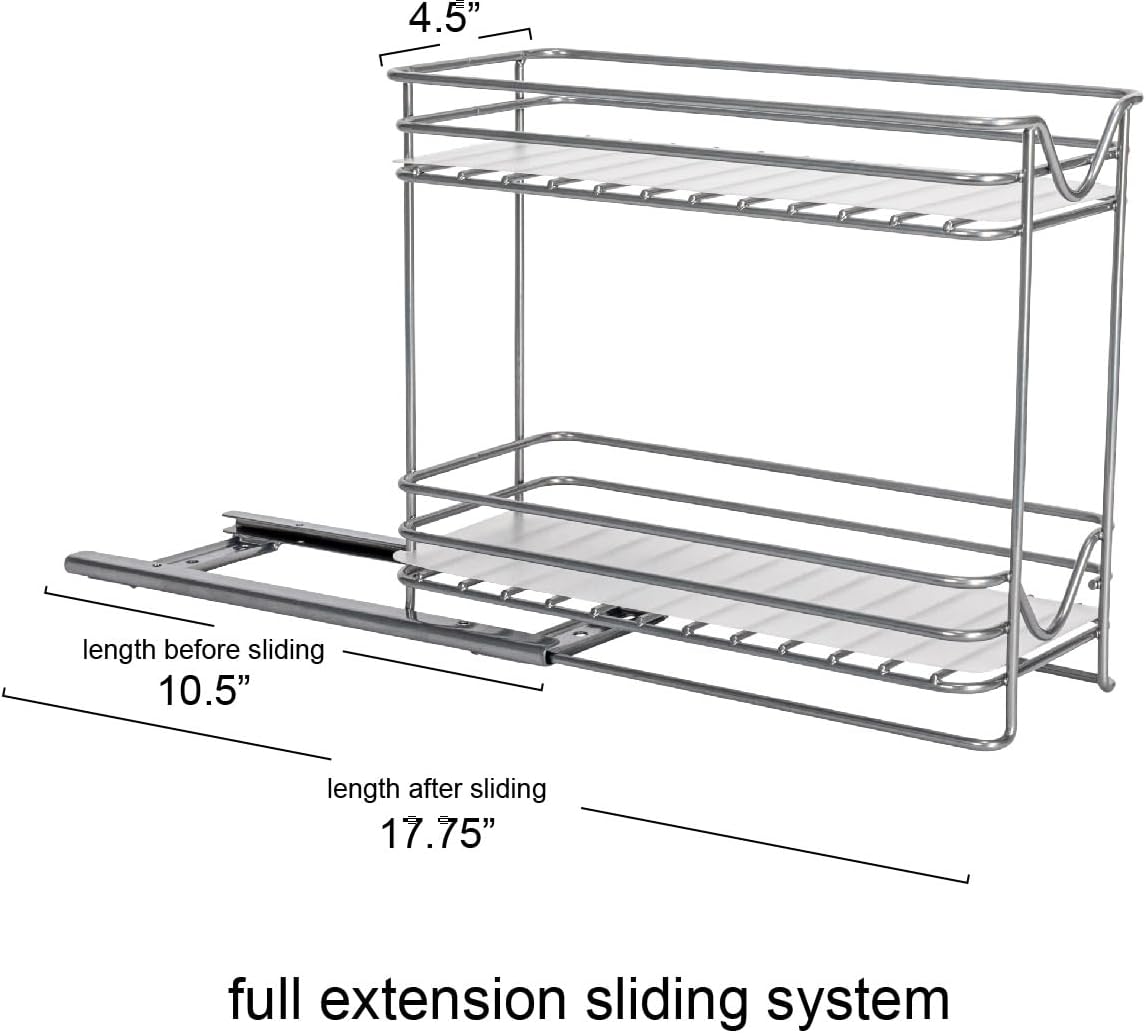 2 Household Essentials Glidez Powder-Coated Steel Pull-Out/Slide-Out Storage Organizer with Plastic Liners for Spice