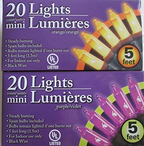 Purple and Orange Halloween Mini Lights Bundle - 2 Items: Purple and Orange Mini Lights by Greenbrier