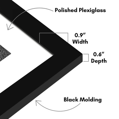 Americanflat 16x20 Picture Frame with Polished Plexiglass - Set of 5 - Use as 12x16 Frame with Mat or Display 16x20 Photo Without Mat - Galleria Collection - Picture Frames for Wall Display - Black
