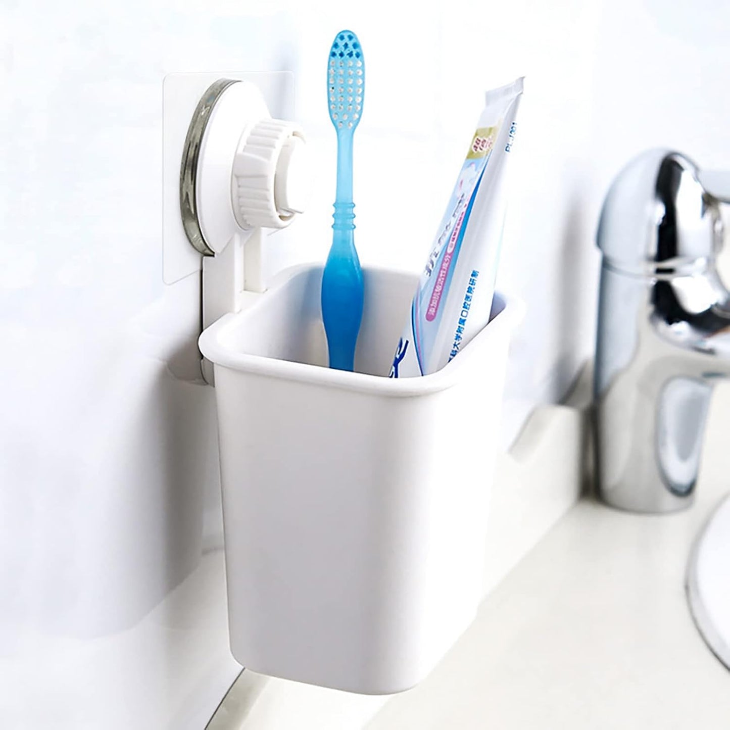 Linkidea Electric/Battery Toothbrush Holder (White) Self Adhesive for Bathroom, Wall Mount Razor/Toothpaste Organizer