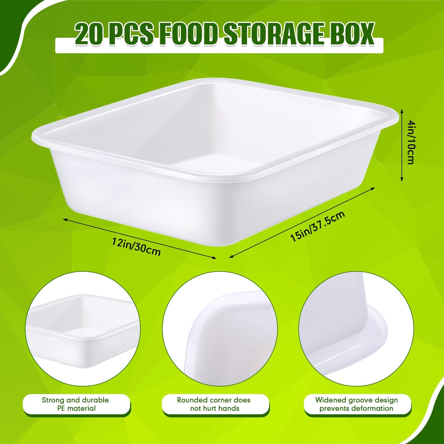 Wesiti 20 Pack 9L Commercial Bus Tubs Plastic Tub Utility Dish Bin Wash Basin Tote Box Meat Lugs Dish Pan Restaurant Supplies for Food Service Storage Butchering Fast Food Organization Kitchen, White