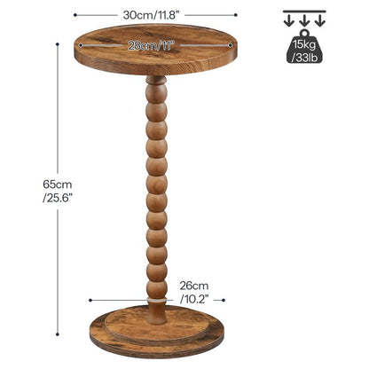 HOOBRO Round Side Table, Small Drink Table for Small Space, End Table with Rubberwood Accent Leg, Stable Pedestal, Easy Assembly, for Living Room, Corner, Bedroom, Rustic Brown FG187BZ01