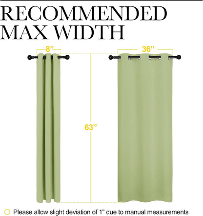 NICETOWN Thermal Insulated Blackout Curtains - Sage Green Grommet Drapes for Bedroom | 42 x 63 Inches