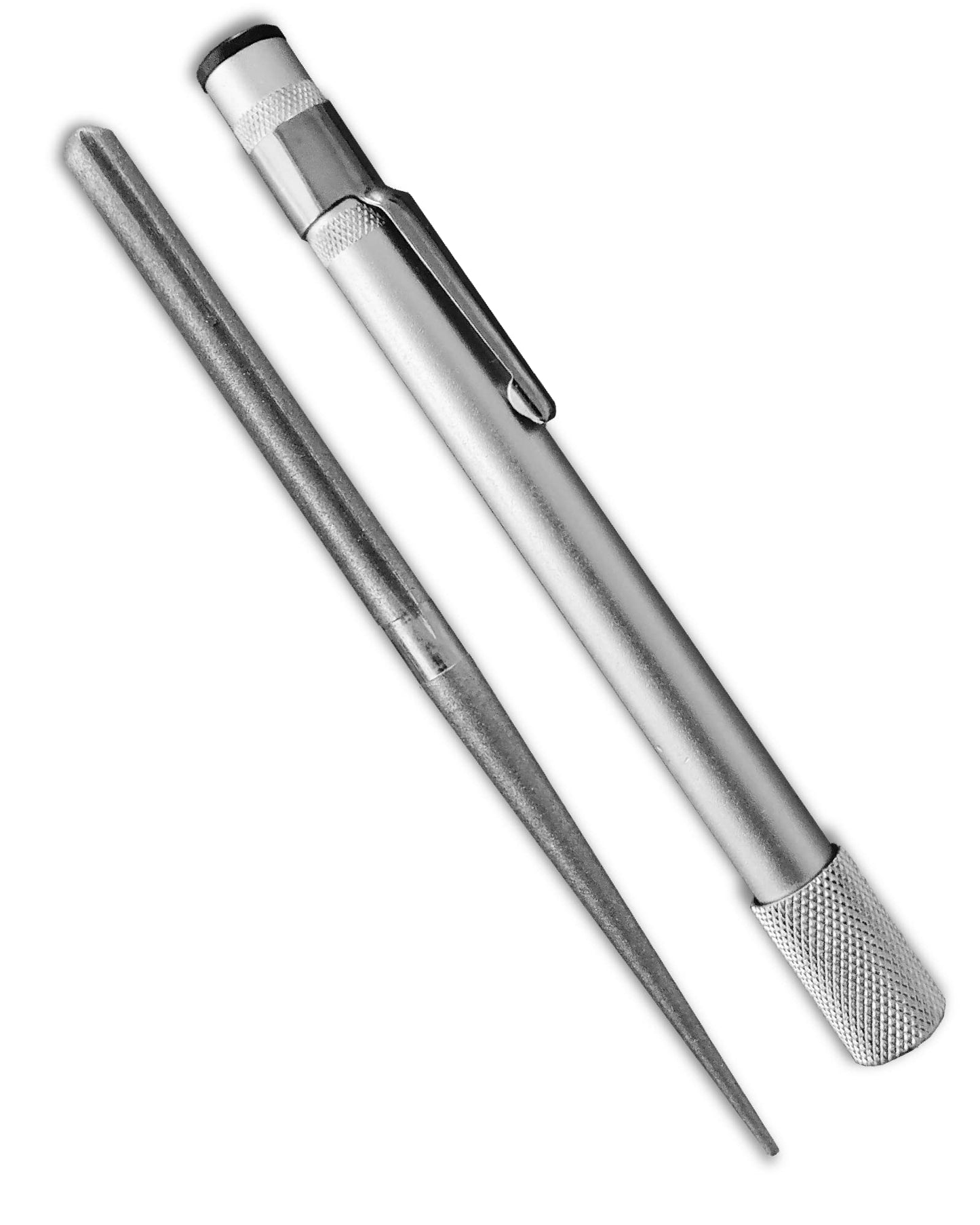 Wamery Serrated Knife Sharpener - Retractable Diamond Rod Pocket Sharpener for Serrated & Straight Blades - Multifunctional Sharpening Tool for Outdoor Kitchen Fishing Hunting (Silver)